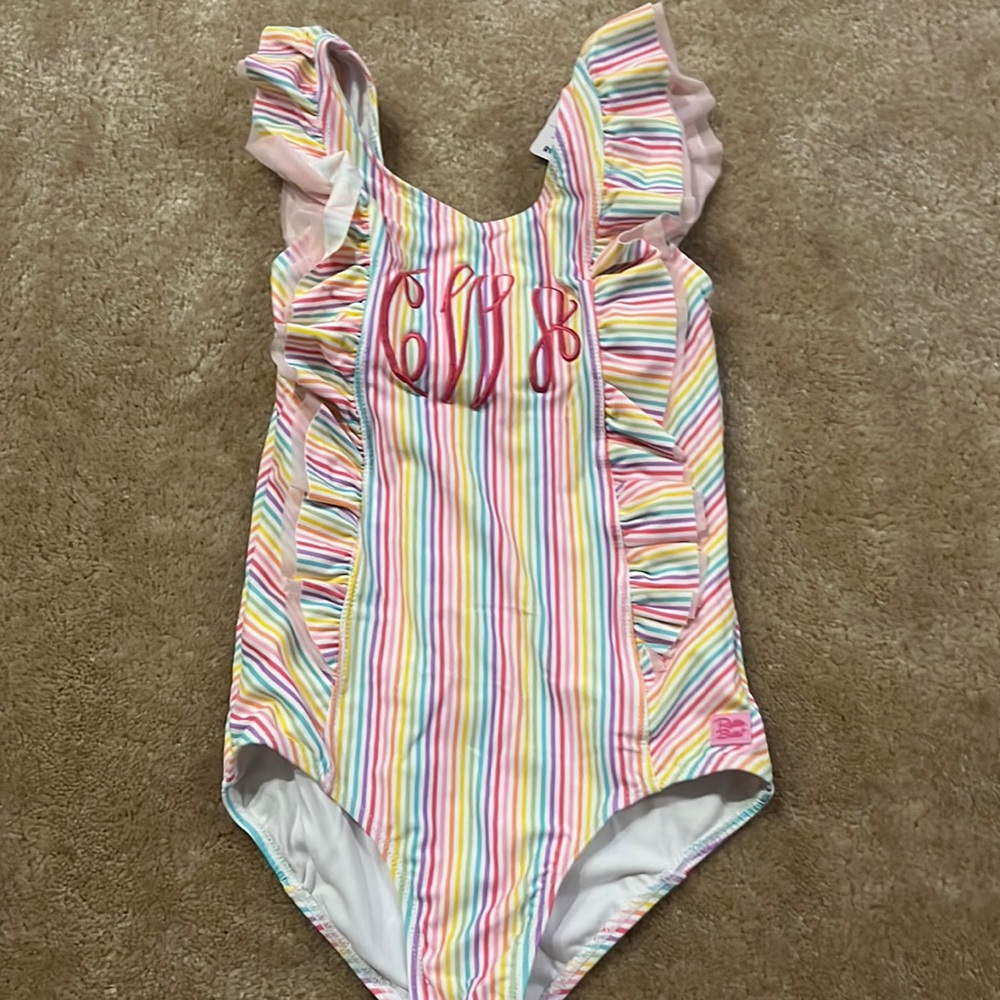 NWT cWa monogrammed Ruffle butts bathing suit